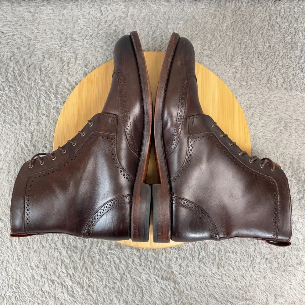 Allen Edmonds Dalton Brown Leather Wingtip Brogue Dress Boots Mens Size 12 USA